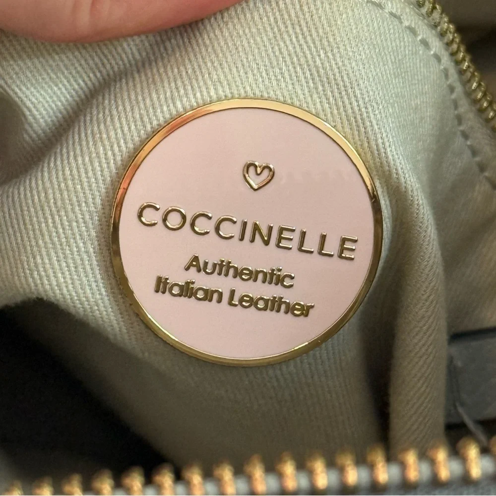 COCCINELLE Leather hobo CAMOSCIO LUNAR suede grey blue crossbody butter soft